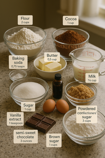 Ingredients for Chocolate Caramel Cupcakes