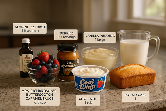 Ingredients for Caramel Almond Berry Trifle