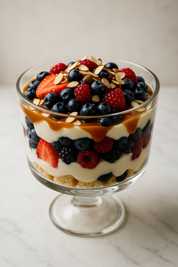 Caramel Almond Berry Trifle