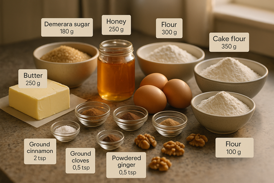 Ingredients for Honey Spice Cookies