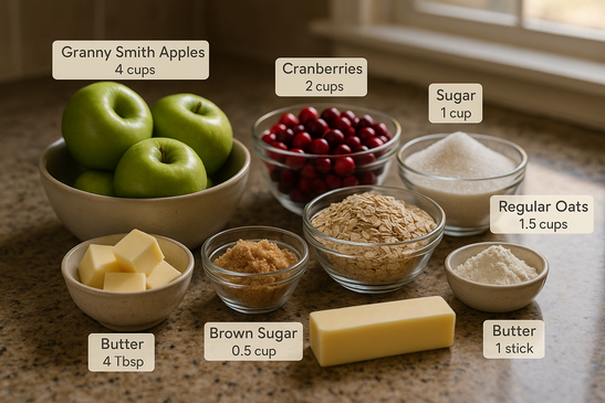 Ingredients for Cranberry Apple Crisp