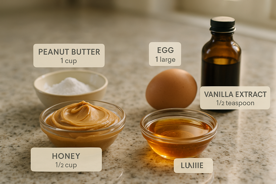 Ingredients for Flour-Less Peanut Butter Cookies