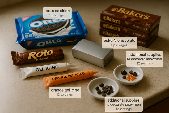 OREO Cookie Balls Snowman ingredients
