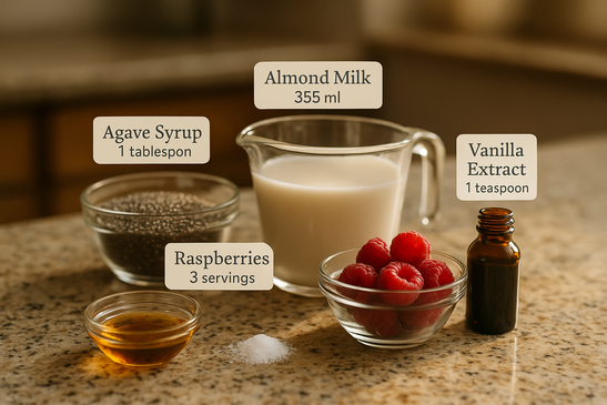 Ingredients for healthy chia seed pudding