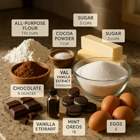 Ingredients for Mint Oreo Brownies